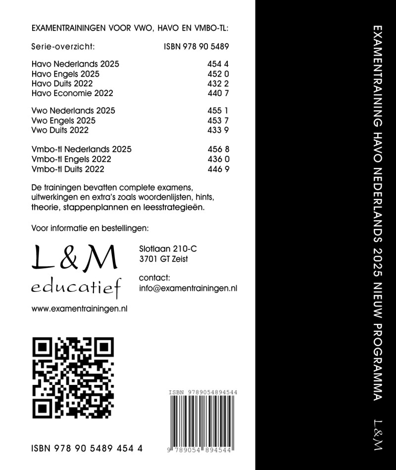 Examentraining Havo Nederlands 2025 achterkant