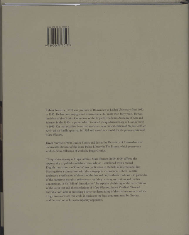 Hugo Grotius Mare Liberum 1609-2009 achterkant