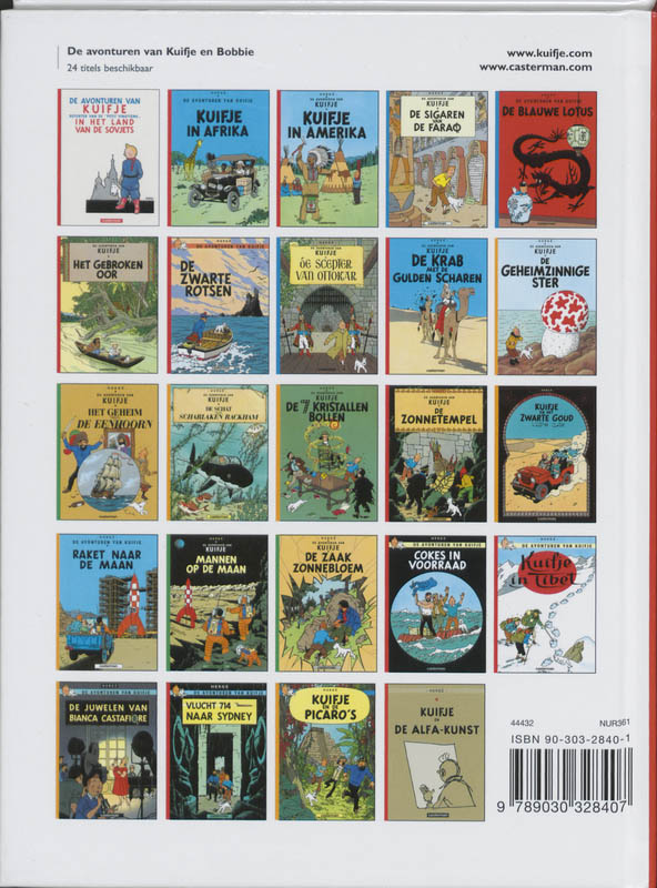 Kuifje a5 formaat / De avonturen van Kuifje - z/w luxe achterkant