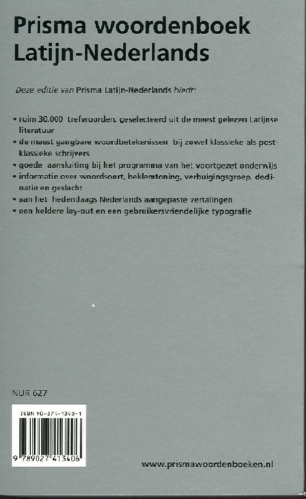 Prisma Latijn-Nederlands / Prisma woordenboeken achterkant