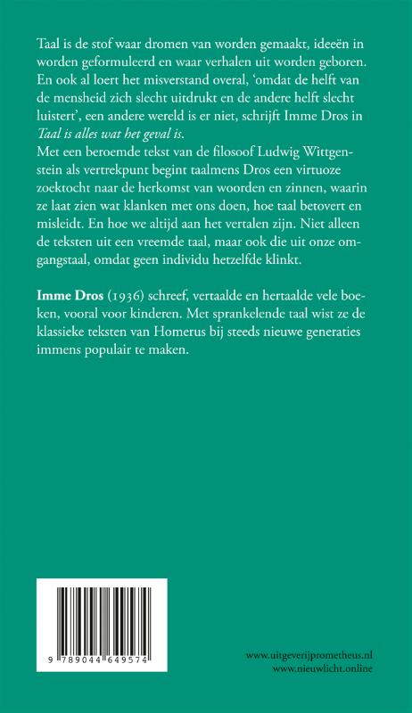 Taal is alles wat het geval is / Nieuw licht achterkant