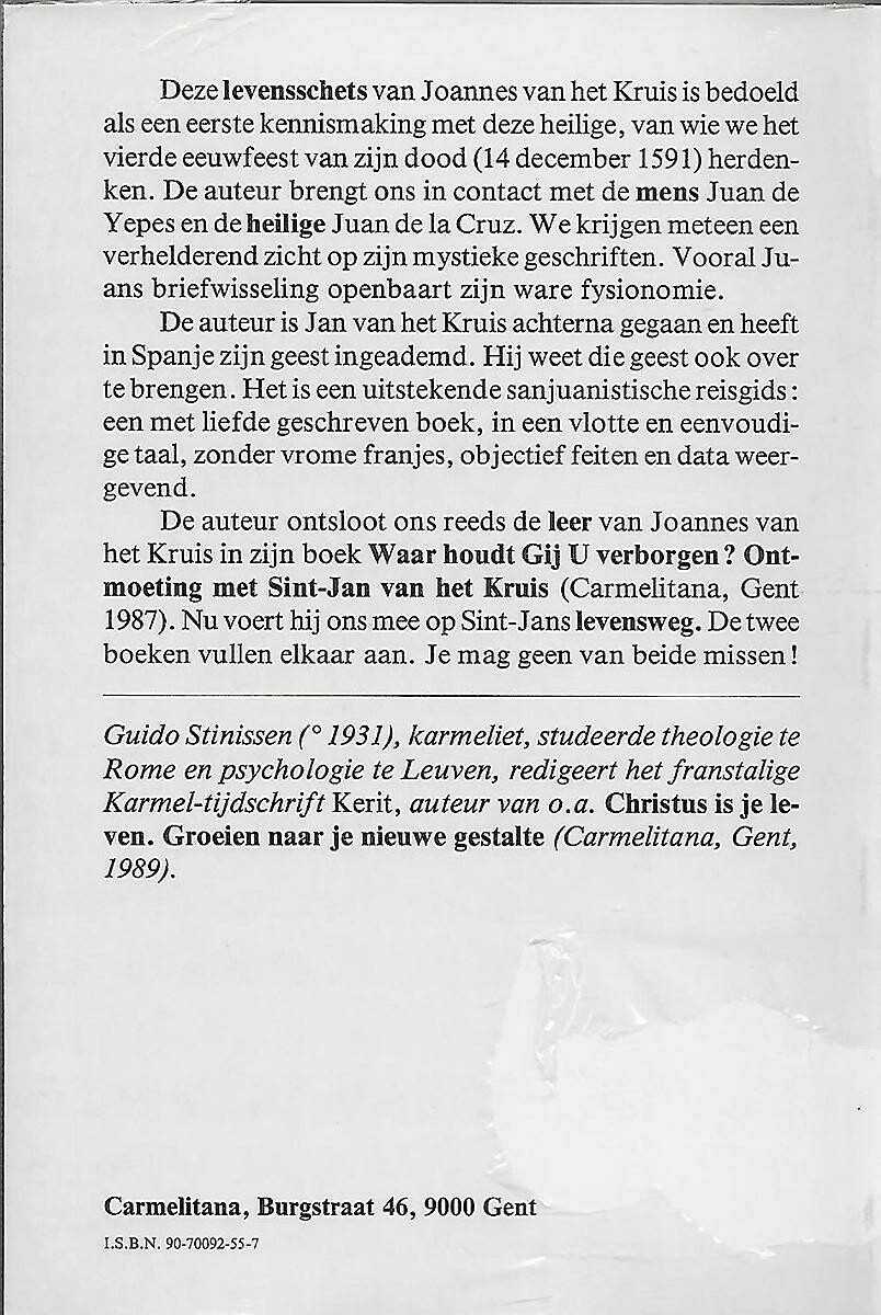 Een vriend van God Jan van het Kruis achterkant