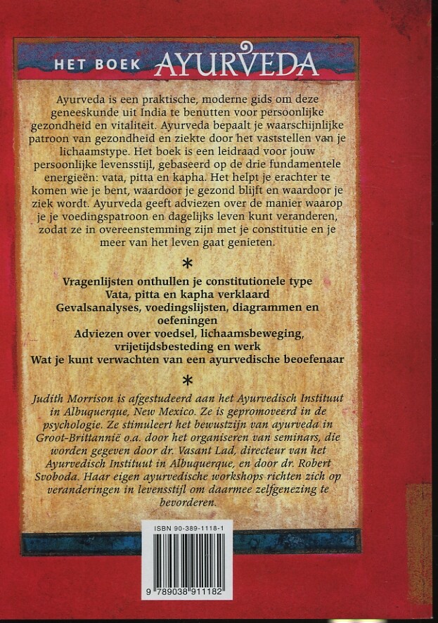 Boek ayurveda Boek ayurveda achterkant