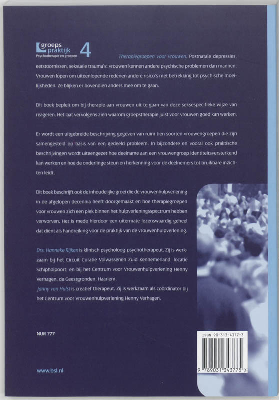 Therapiegroepen voor vrouwen / Groepspraktijk / 4 achterkant