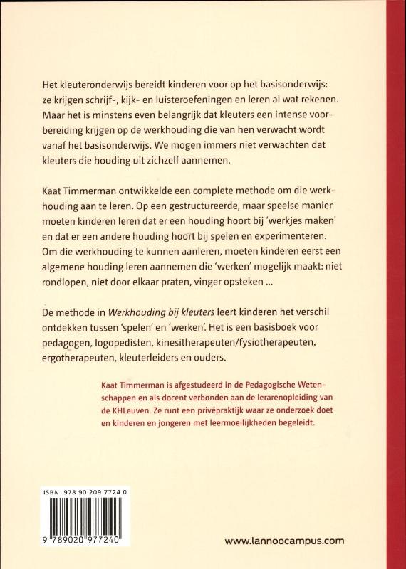 Werkhouding bij kleuters / Campus handboek achterkant