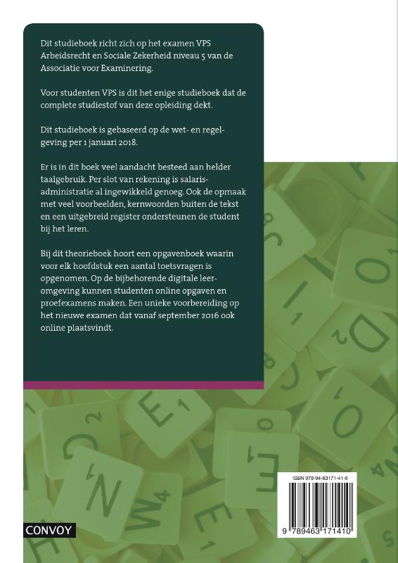 Vakopleiding Payroll services Theorieboek Arbeidsrecht en sociale zekerheid 2018/219 achterkant