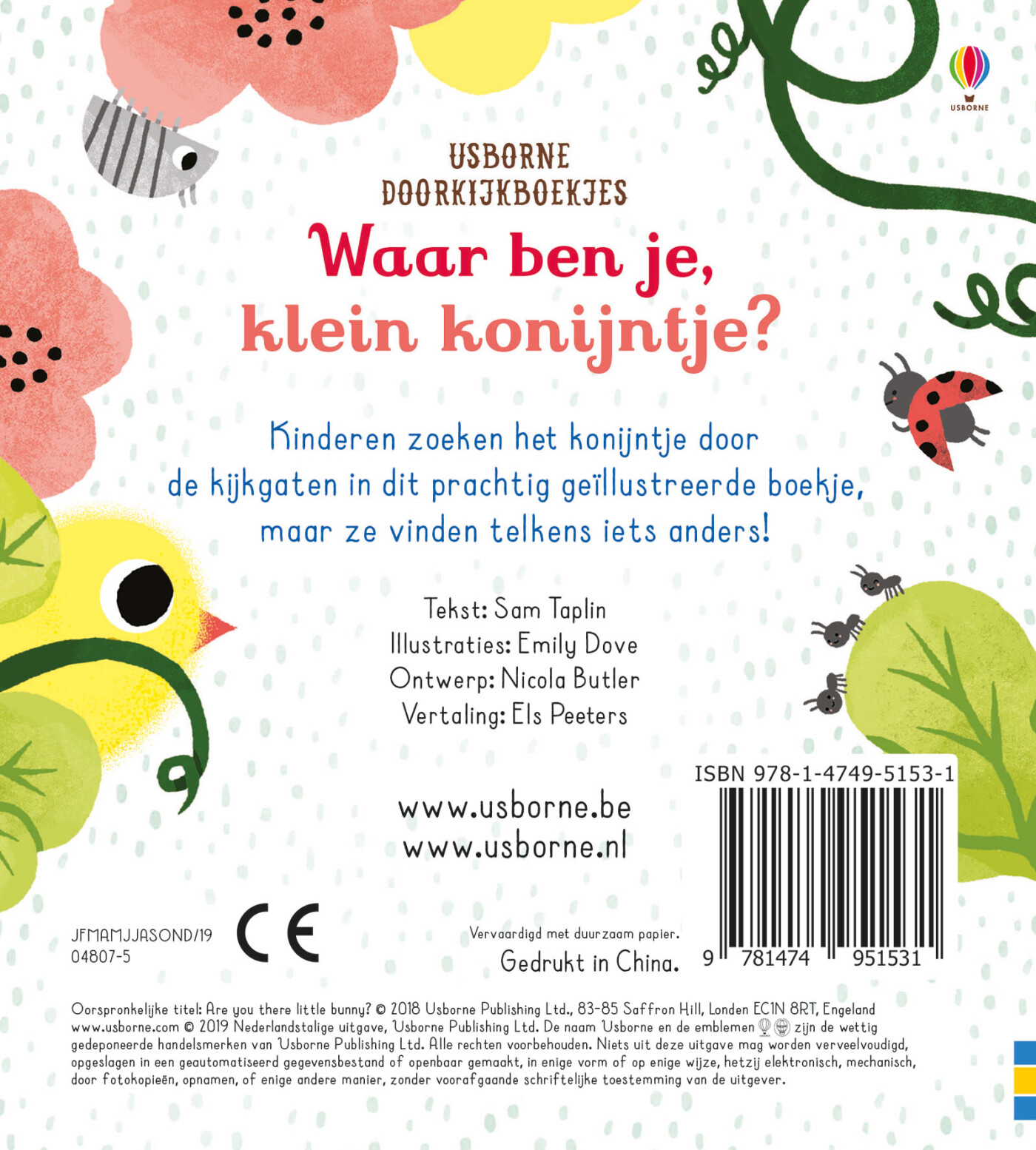 Waar ben je, klein konijntje? / Usborne doorkijkboekjes achterkant
