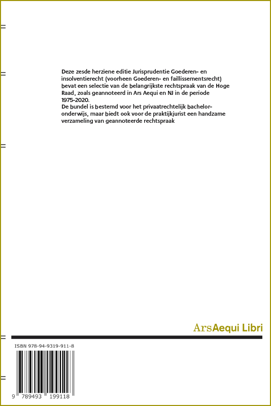 Jurisprudentie Goederen- en faillissementsrecht 2020 / Ars Aequi Jurisprudentie achterkant