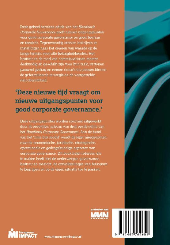 Handboek corporate governance Handboek corporate governance achterkant