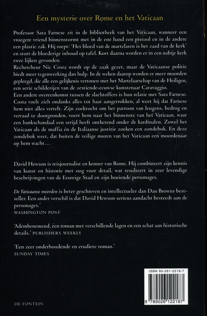 De Vaticaanse moorden / Nic Costa / 1 achterkant