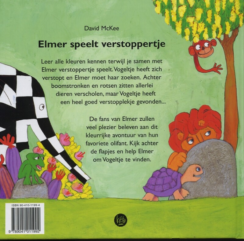 Elmer speelt verstoppertje / Een kijk-achter-de-flap boek achterkant