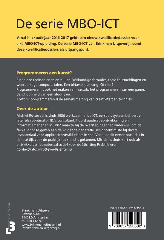Programmeren in C# / deel 1 / MBO ICT Programmeren in C# / deel 1 / MBO ICT achterkant