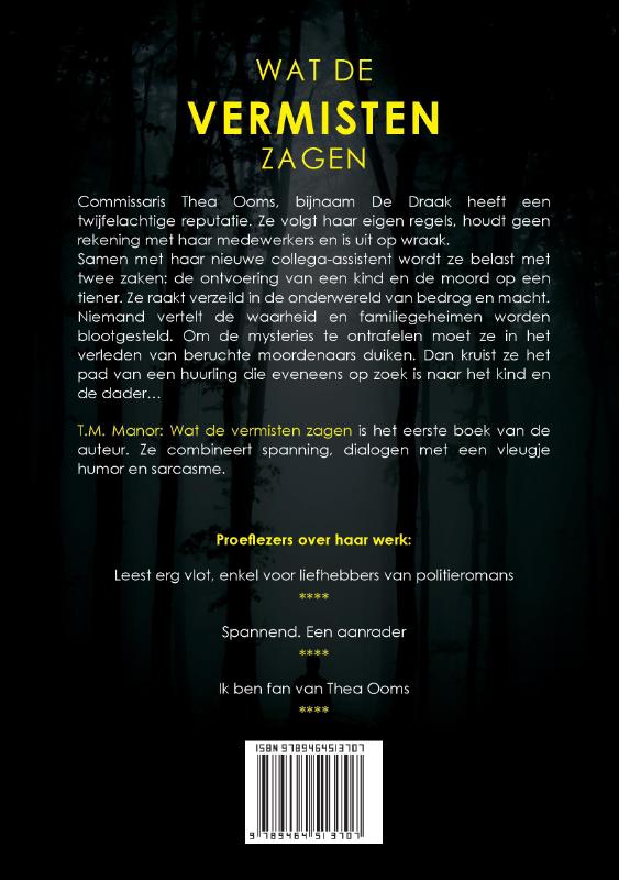 Wat de vermisten zagen / Commissaris Thea Ooms / 1 achterkant