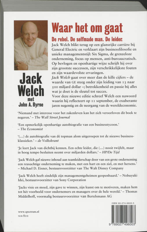 Jack Welch Waar Het Om Gaat Jack Welch Waar het om gaat achterkant
