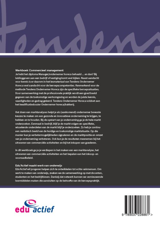 Commercieel management / Ondernemer horeca / Werkboek / Tendens Commercieel management / Ondernemer horeca / Werkboek / Tendens achterkant