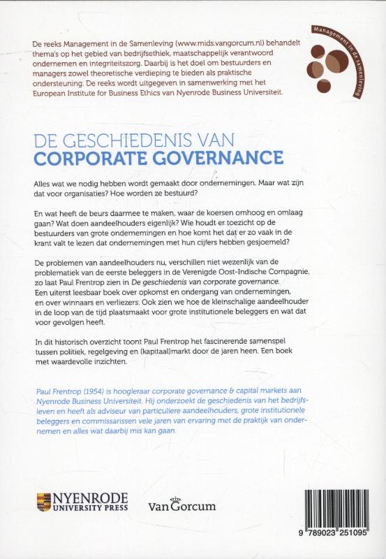 De geschiedenis van corporate governance / Nyenrode University Press achterkant