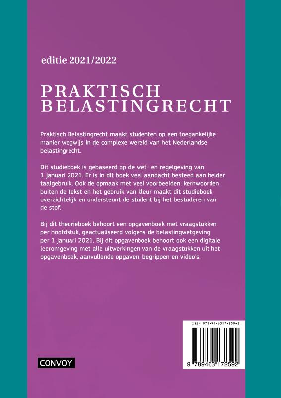 Praktisch belastingrecht 2021/2022 Theorieboek achterkant