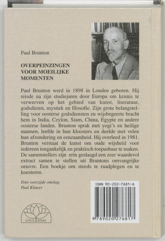 Overpeinzingen voor moeilijke momenten / Lotusreeks achterkant