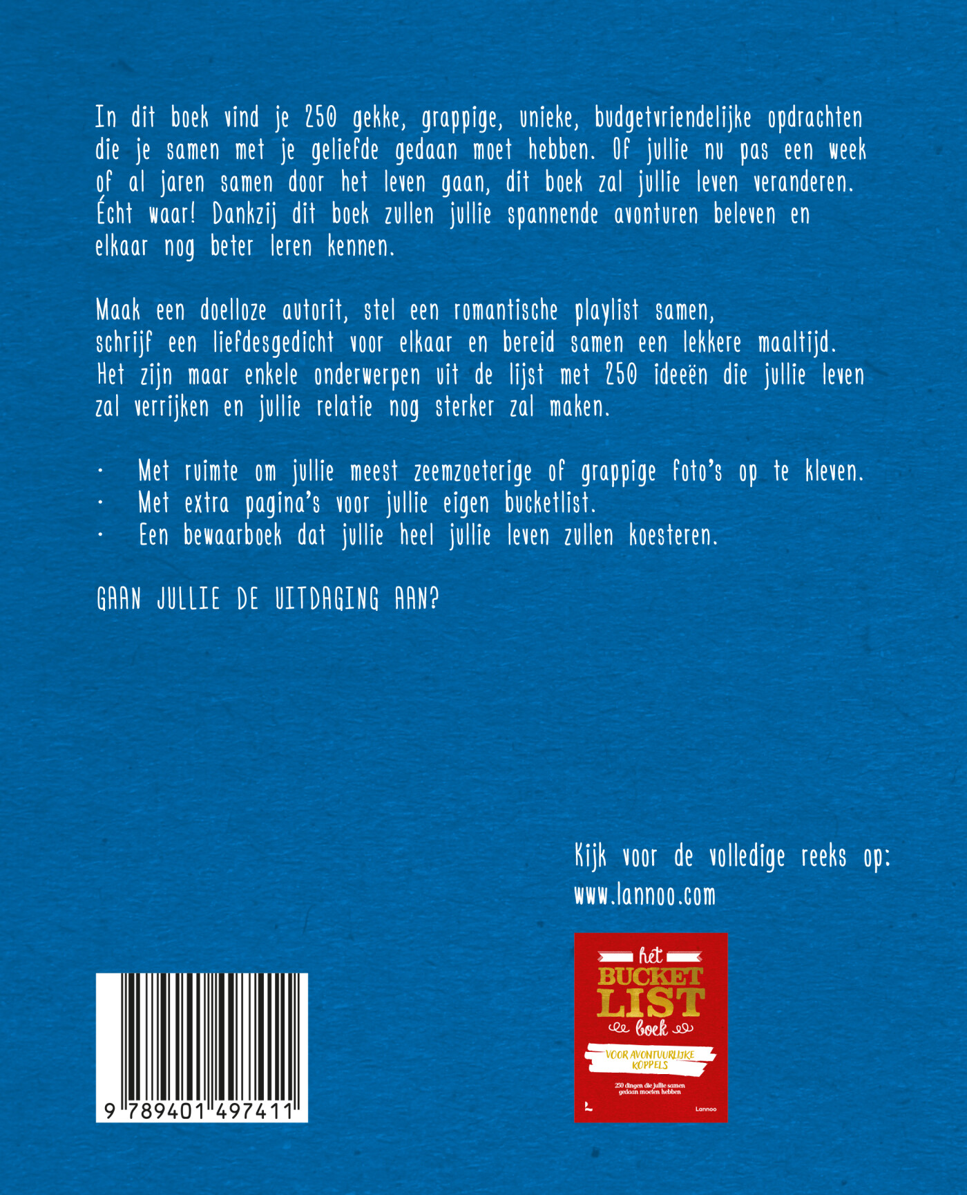 Het Bucketlist boek voor koppels on a budget / Bucketlist achterkant