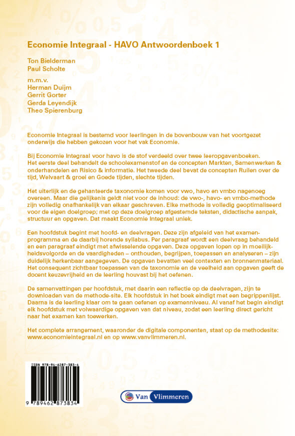 havo / Economie Integraal Antwoordenboek 1 havo / Antwoordenboek 1 achterkant