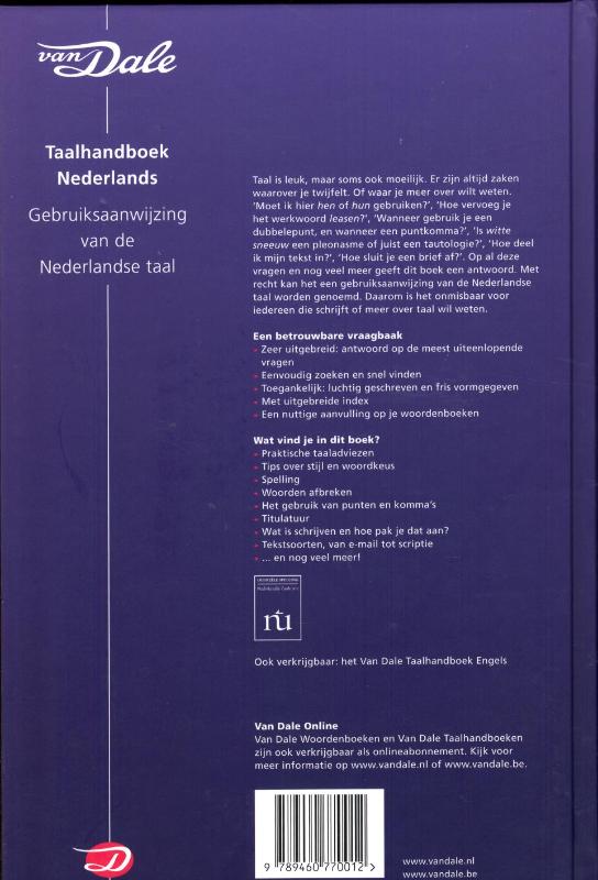 Van Dale taalhandboek - Van Dale taalhandboek Nederlands achterkant