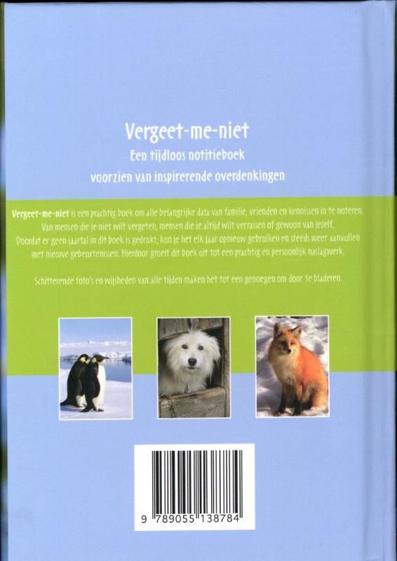 Vergeet me niet dagboek achterkant