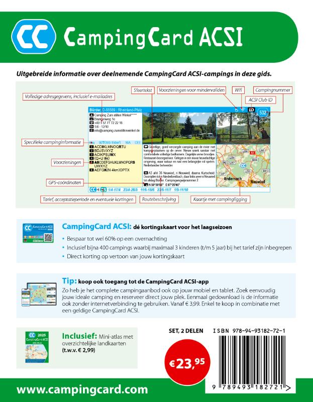 CampingCard ACSI 2025 (set) / ACSI Campinggids achterkant