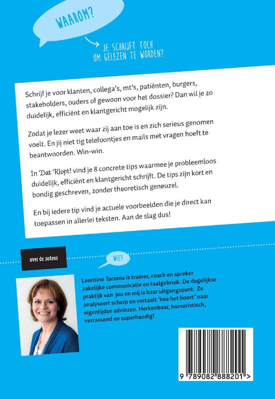 Dat klopt! / Professioneel communiceren, tips & tricks / 1 Dat klopt! / Professioneel communiceren, tips & tricks / 1 achterkant