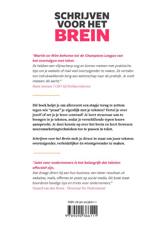 Schrijven voor het Brein achterkant