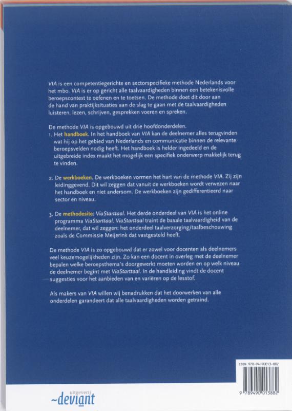 VIA Werkboek 3F Zorg & Welzijn VIA Werkboek 3F Zorg & Welzijn achterkant