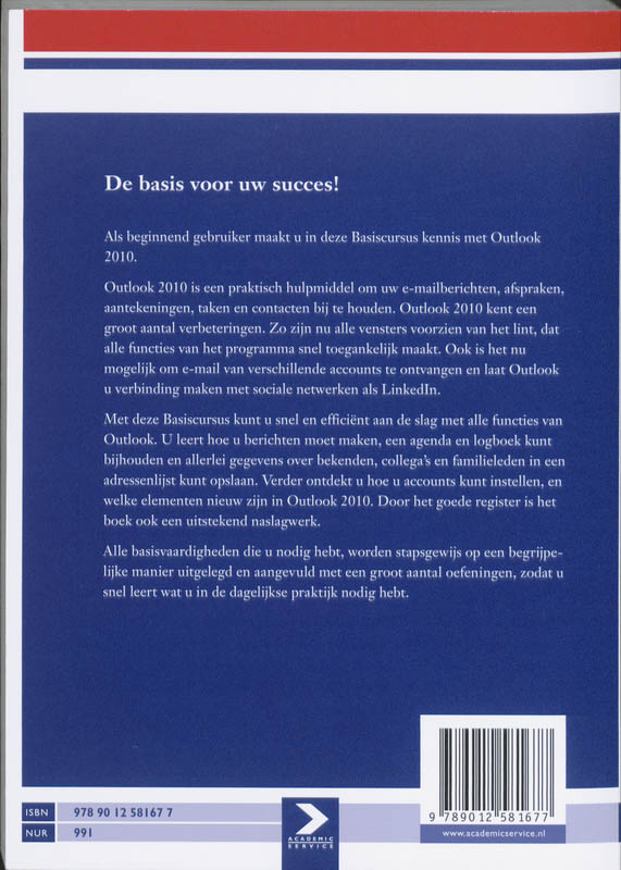 Outlook 2010, Basiscursus achterkant