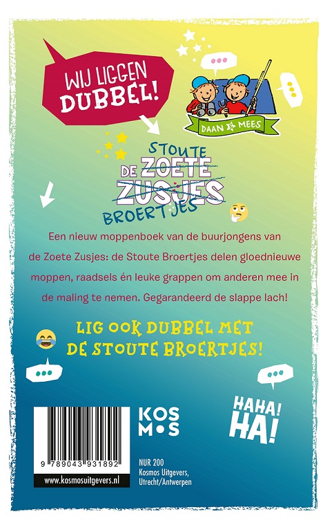 De stoute broertjes moppenboek / De Zoete Zusjes achterkant