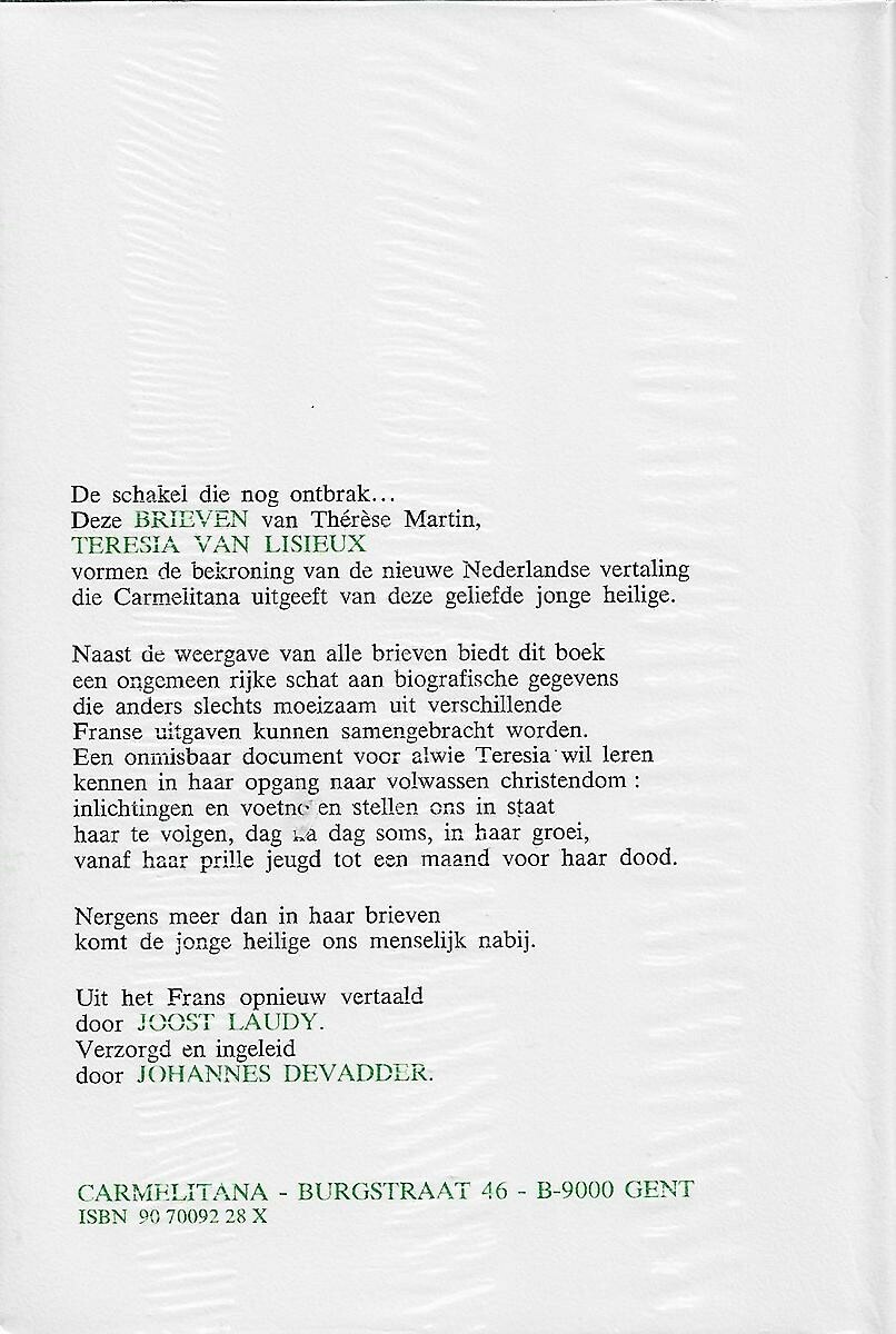 Brieven - Teresia van Lisieux Brieven - Teresia van Lisieux achterkant
