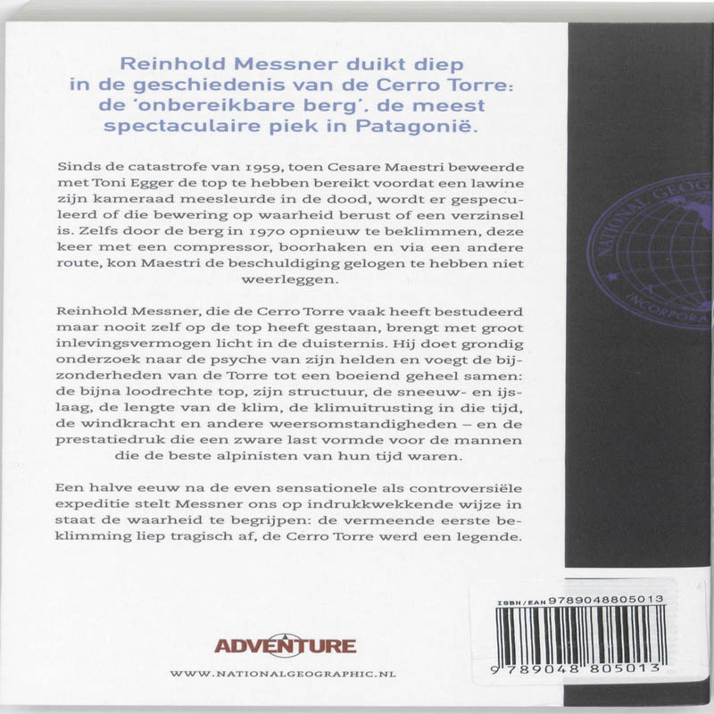 National Geographic adventure Cerro Torre / National Geographic adventure National Geographic adventure Cerro Torre / National Geographic adventure achterkant