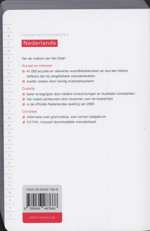 Van Dale Pocketwoordenboek Nederlands / Belgische Ed. achterkant