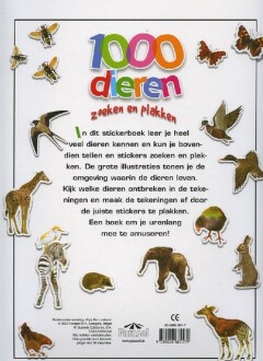 1000 dieren zoeken en plakken achterkant