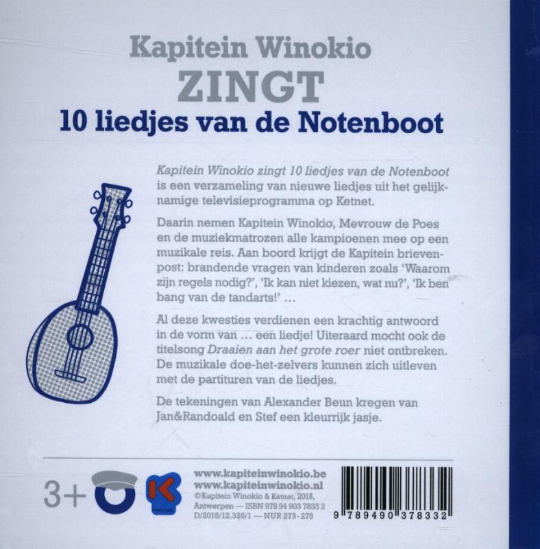 Kapitein Winokio zingt 10 liedjes van de Notenboot achterkant