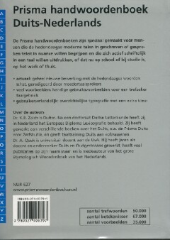 Prisma handwoordenboek / Duits-Nederlands / Prisma handwoordenboeken achterkant