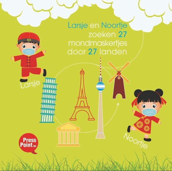 boekenbalie_9789464071481_cover Larsje en Noortje zoeken zoeken 27 mondmaskertjes door 27 landen