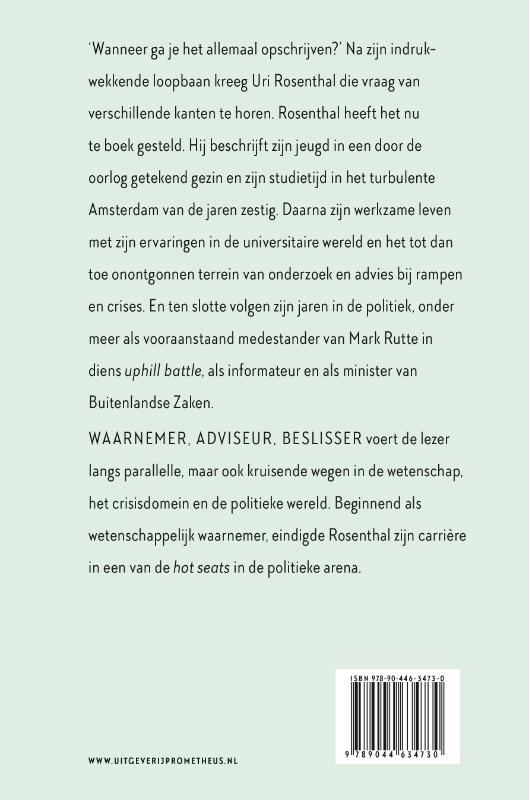 Waarnemer, adviseur, beslisser achterkant