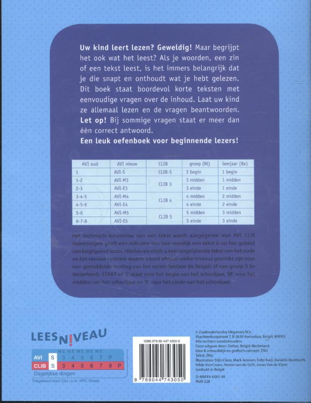 Eerste oefenboek begrijpend lezen 1ste leerjaar groep 3 achterkant