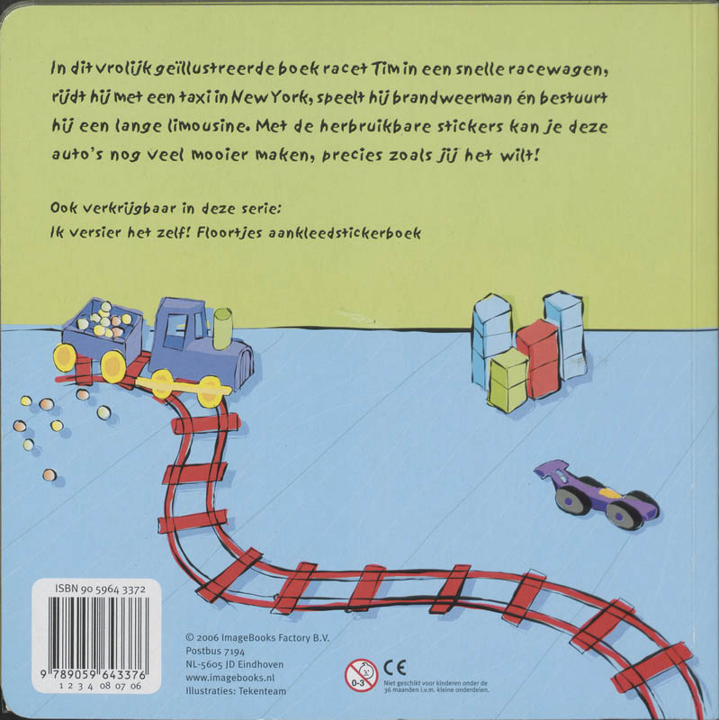Ik versier het zelf ! Tims autostickerboek achterkant