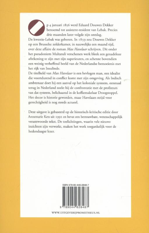Max Havelaar, of De koffiveilingen der Nederlandsche Handelmaatschappy Max Havelaar, of De koffiveilingen der Nederlandsche Handelmaatschappy achterkant
