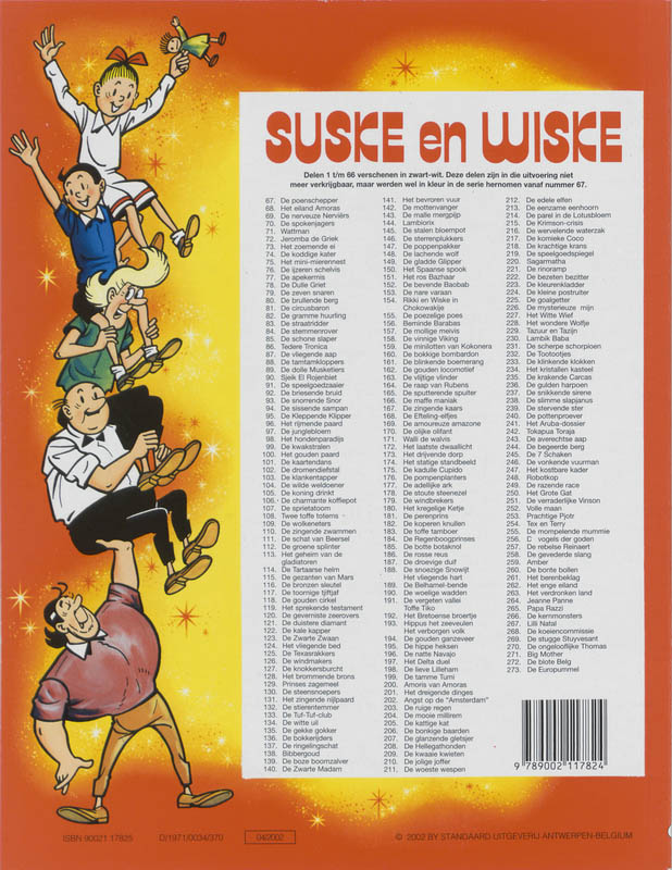 Suske en Wiske no 80 - De Brullende Berg achterkant