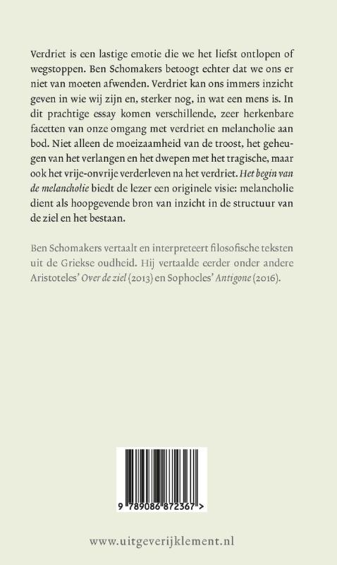 Het begin van de melancholie Het begin van de melancholie achterkant