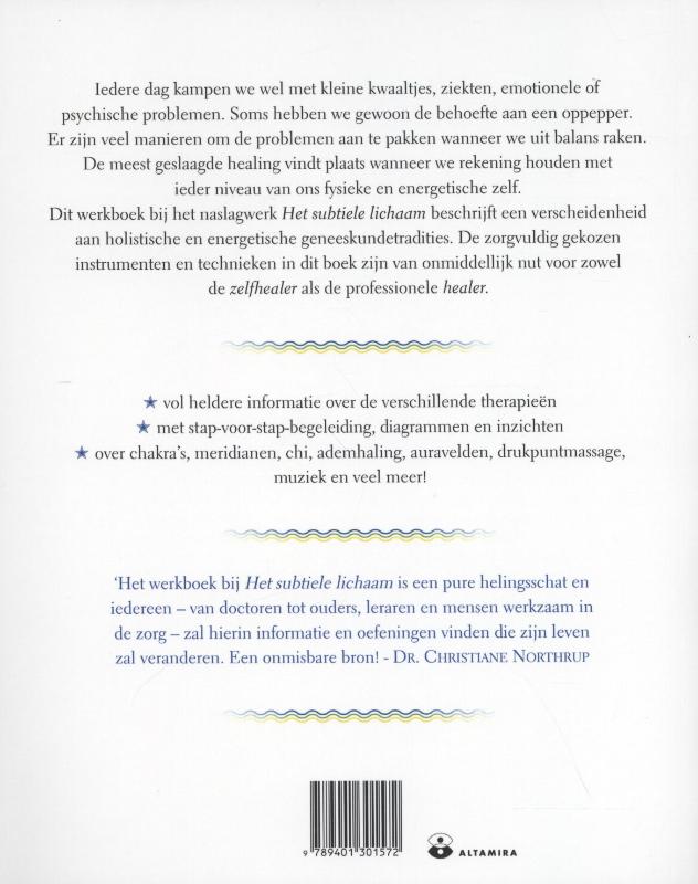 Het subtiele lichaam - werkboek. Een uitgebreide gids voor energetische healing achterkant