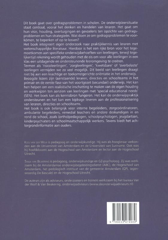 Gedragsproblemen in scholen achterkant