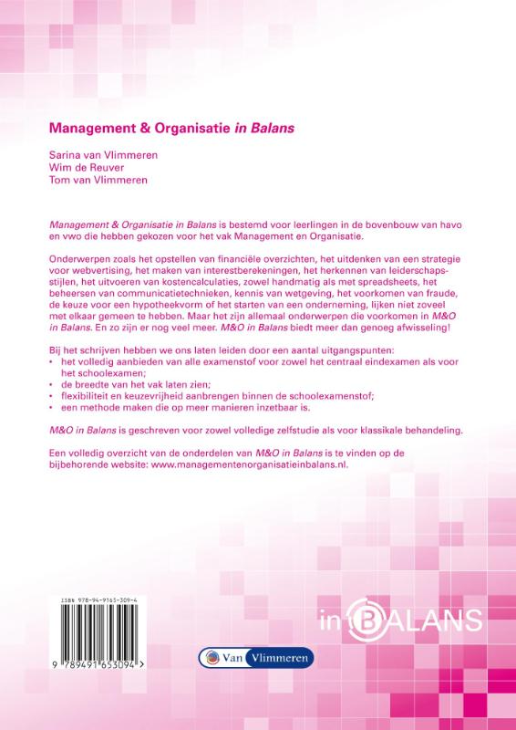 Management en organisatie in balans vwo 1 theorieboek achterkant