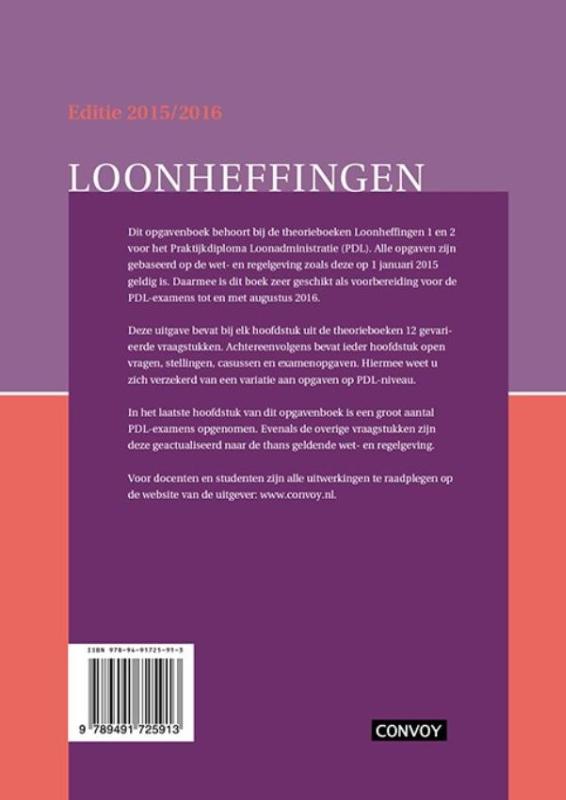 Loonheffingen Voor PDl 2015/2016 Opgavenboek achterkant