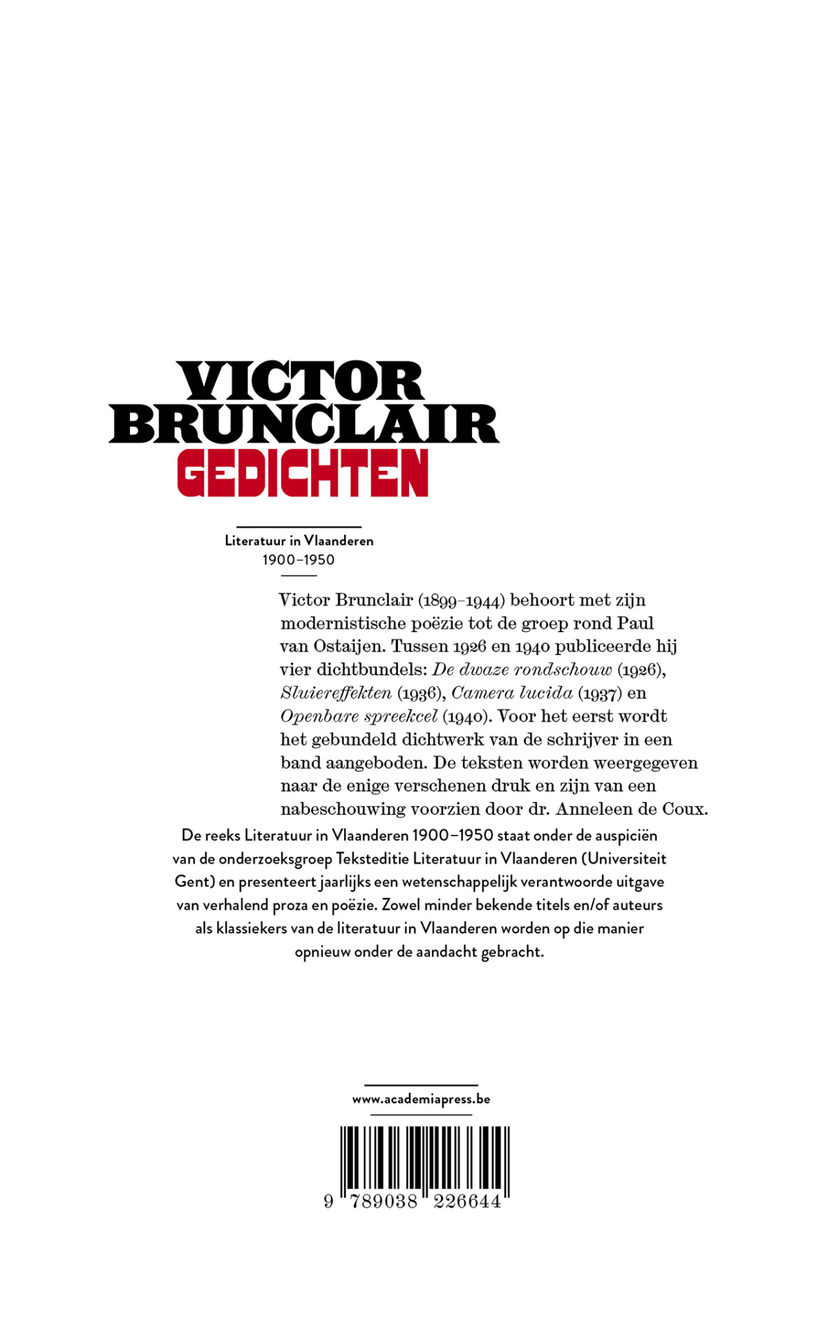 Victor Brunclair - Gedichten achterkant